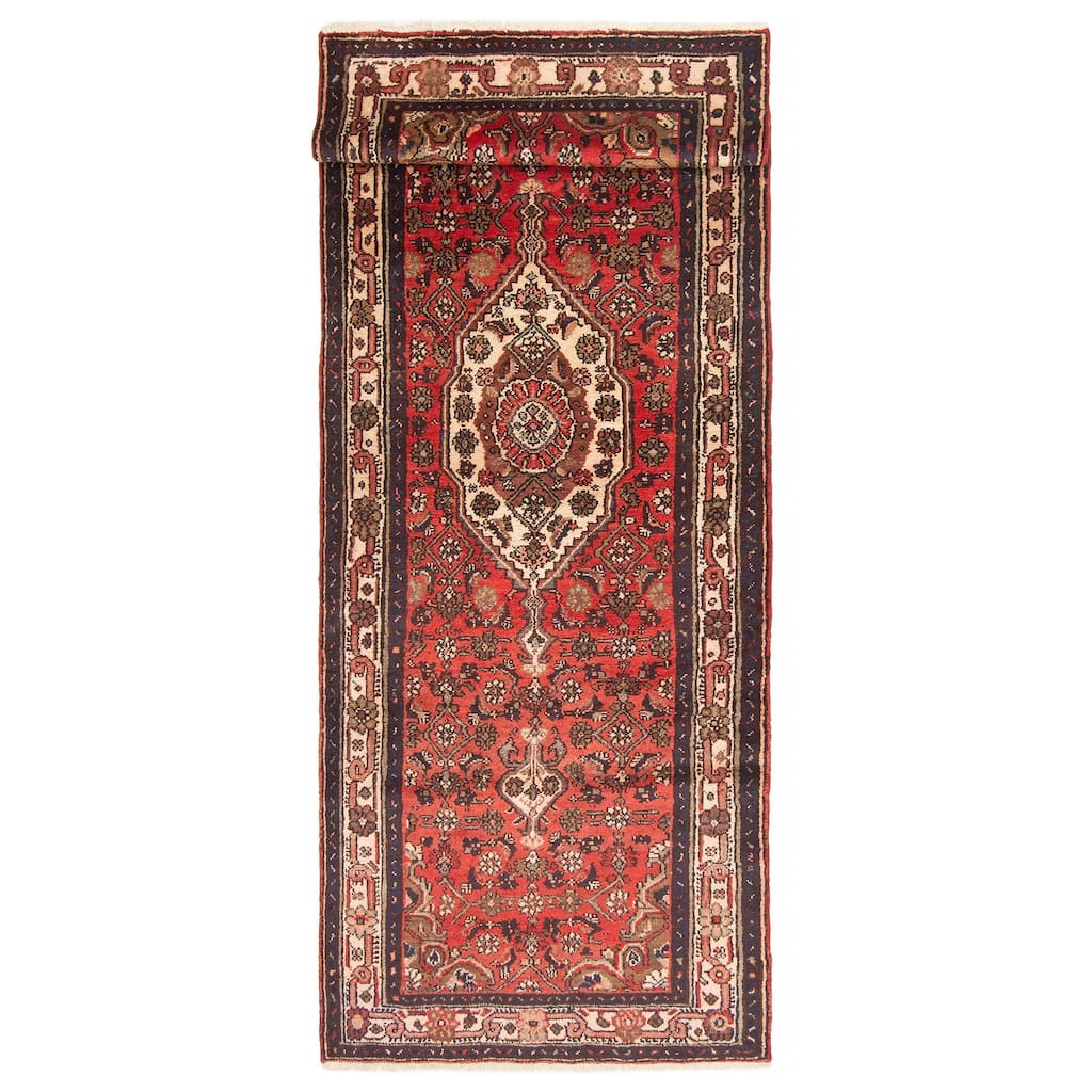 ECARPETGALLERY Hand-knotted Andelz Red Wool Rug - 3'5 x 10'2