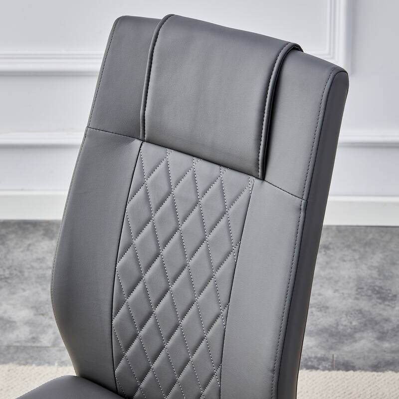 9-Piece Glass Marble-Texture Dining Set, Kitchen Table Set with PU Chairs and Gold Metal Legs for Dining Room