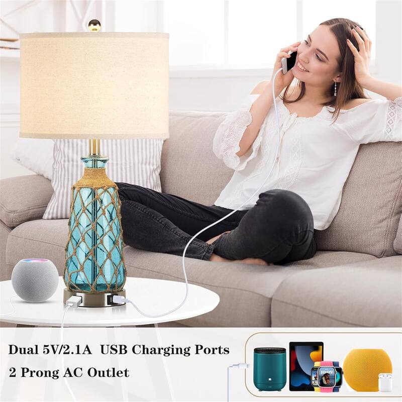 3-way dimmable touch control bedside lamp with 2 USB ports