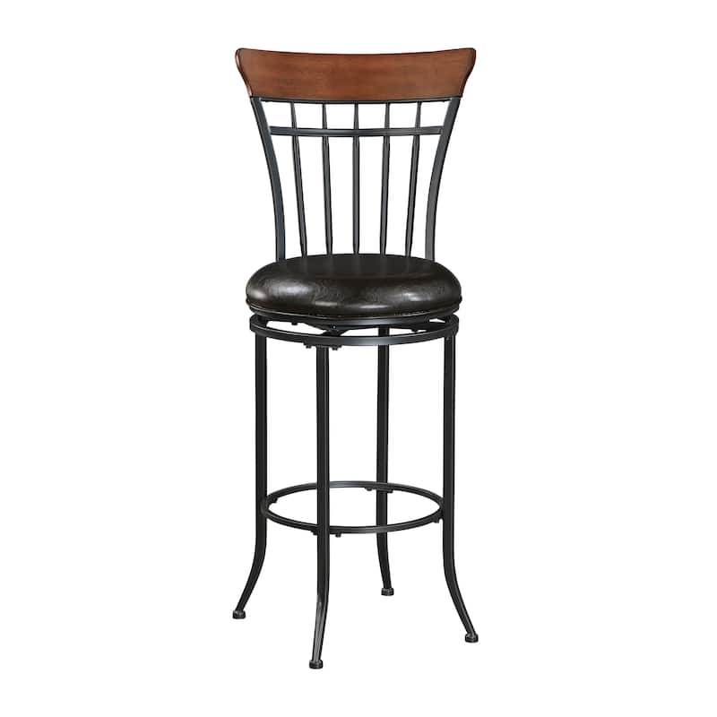 Argonne 29"H Faux leather Swivel Counter Height Chair - Metal Base