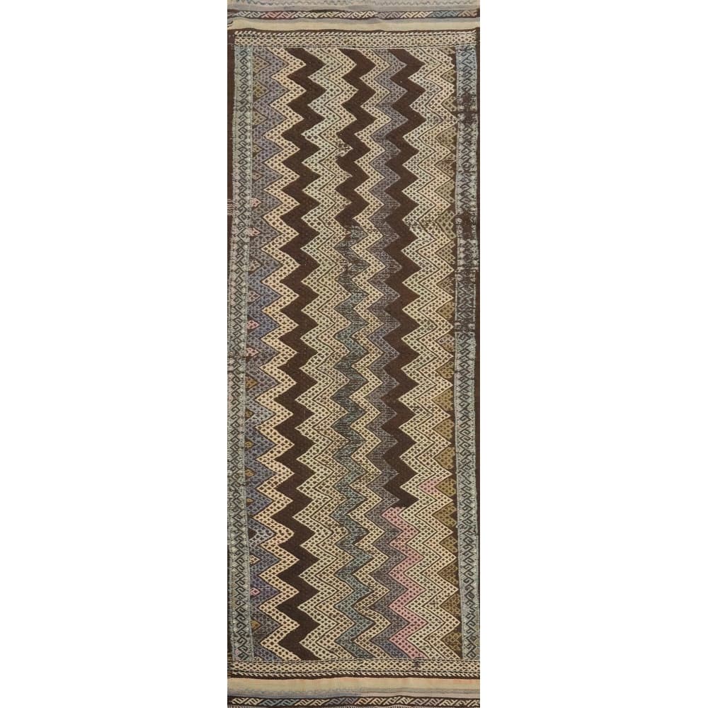 Hand Woven Oriental 100% Wool Carpet Southwestern Tribal Multi-Colored Kilim Runner Rug - 9' 5'' X 3' 0''
