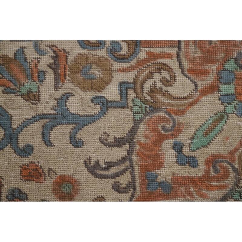 Hand Knotted Oriental 100% Wool Carpet Traditional Floral Beige & Ivories Tabriz Area Rug - 12' 9'' X 9' 9''