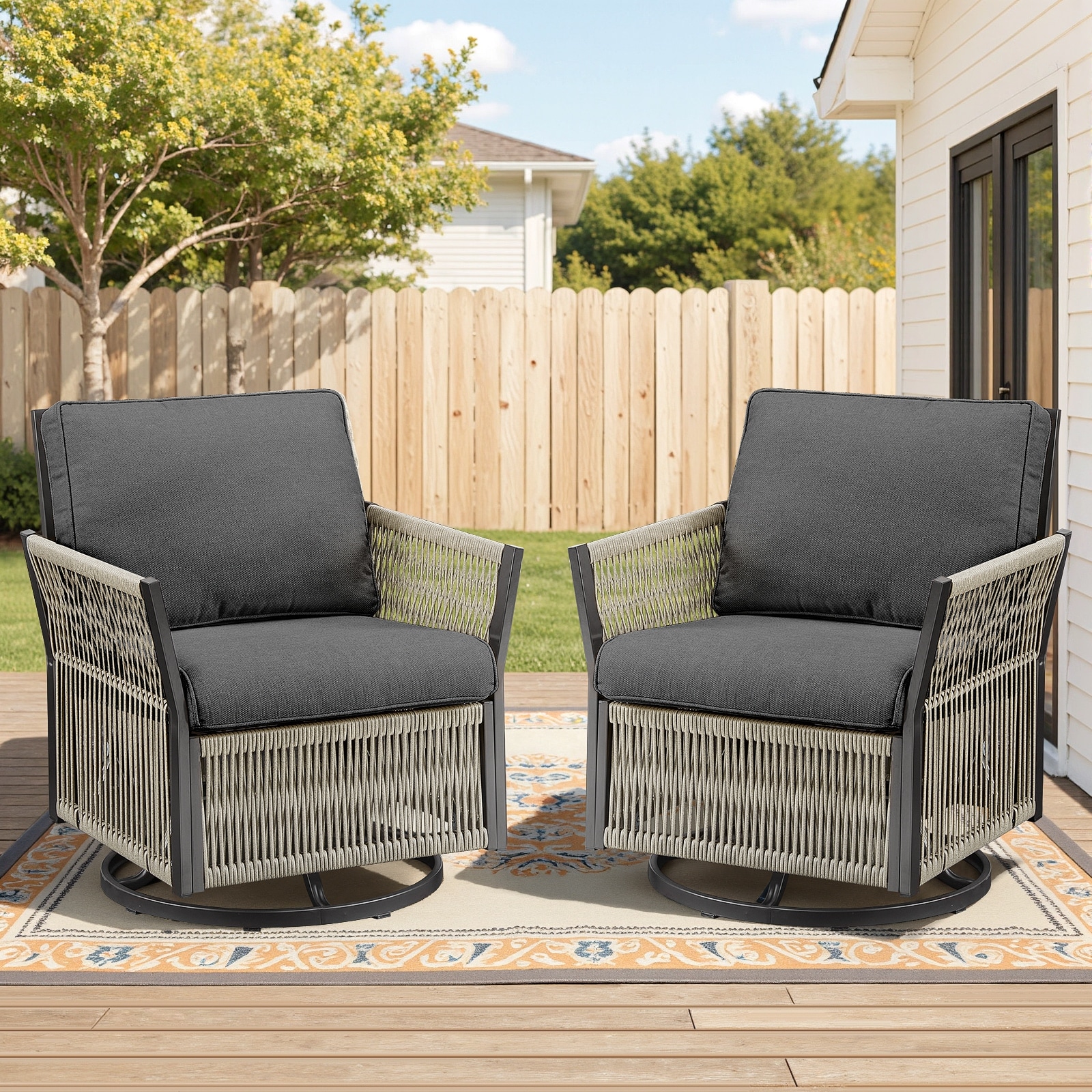 Swivel Chair Set of 2 Side Chair Rocking Chair with Armrests, Coffee Chair Accent Chair Reading Chair