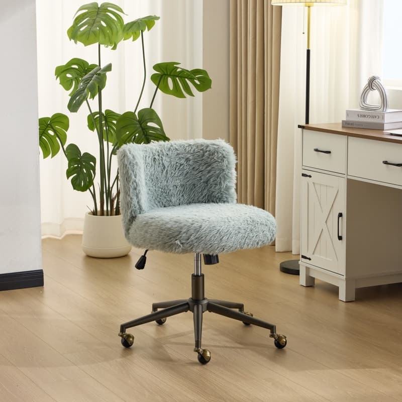 Plush Velvet Swivel Chair Antique Bronze Base With Wheels