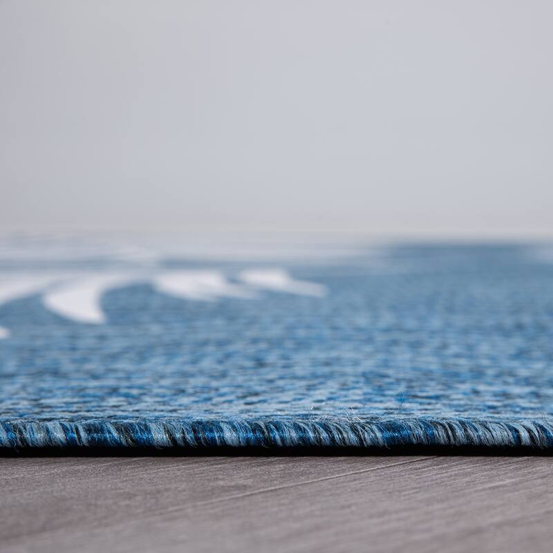 World Rug Gallery Contemporary Palm Leaves Textured Flat Weave Indoor/Outdoor Area Rug