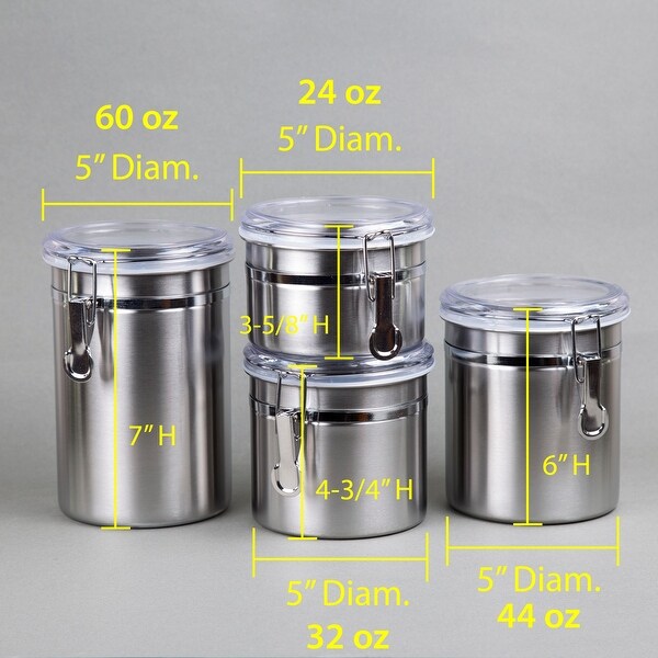 Creative Home 4-Piece Stainless Steel Canister Set with Airtight
