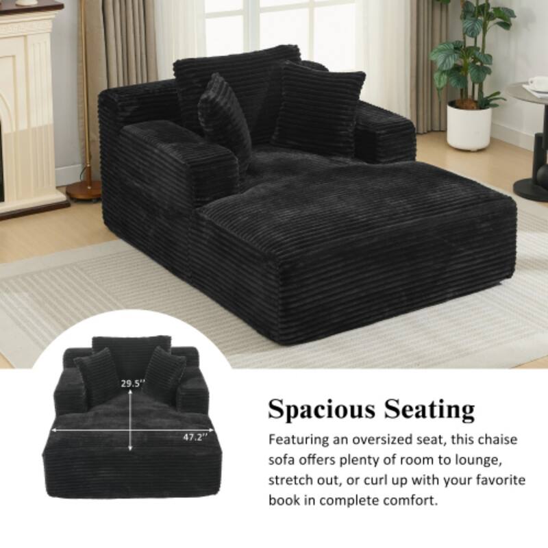 Full-Compressed Chaise Lounge Sofa Bed with Soft Corduroy Upholstery by Harper&Bright Designs