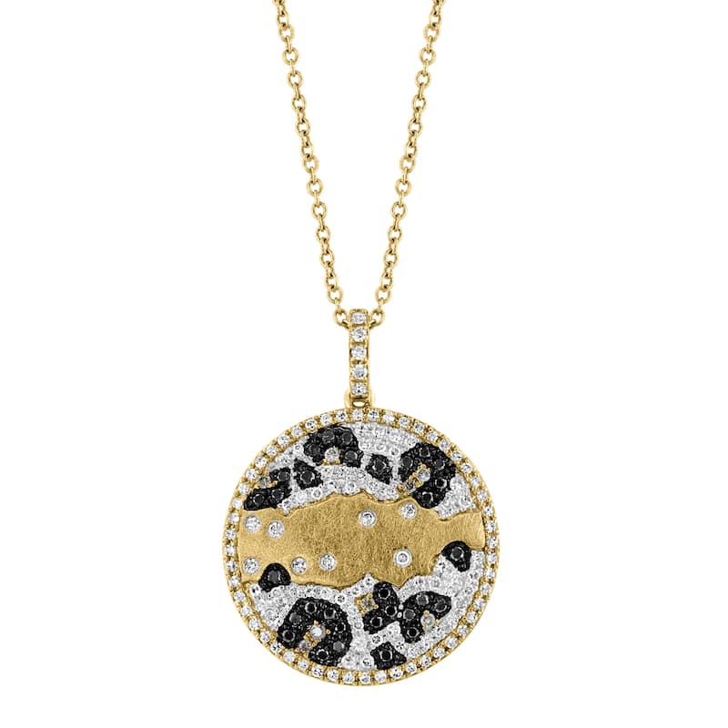 Effy Women's 14K Yellow Gold Diamond,Black Diamond,Espresso Diamond Pendant Necklace