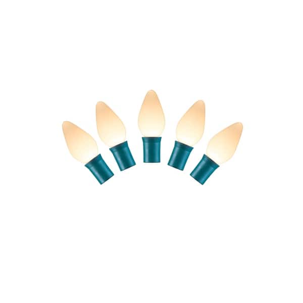 slide 1 of 1, Vickerman 25 Warm White Ceramic C7 LED Light on Green Wire, 16' Christmas Single Mold Light Strand - Warm White