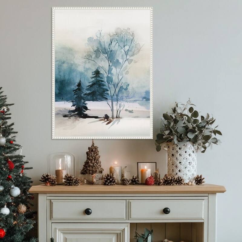 Dusty Blue II by Isabelle Z Framed Canvas Wall Art Print - Sylvie Beaded White