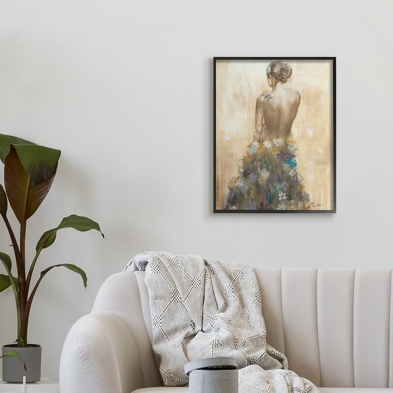 Stupell Nude Female Body Soft Tone Flower Dress Framed Wall Art - Multi-Color