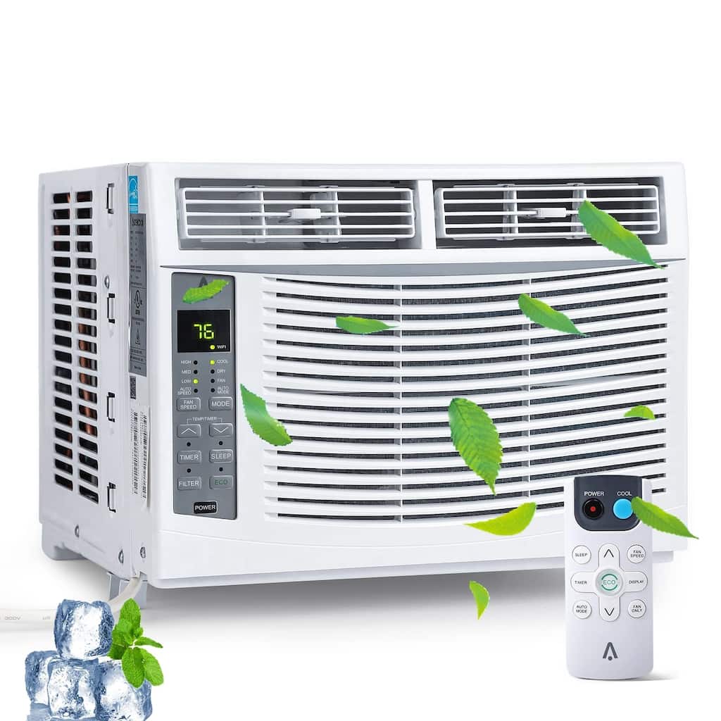 6000 BTU Window Air Conditioner, 115V/60Hz, Cooling Rooms up to 250 Sq. Ft, APP/Remote, ECO