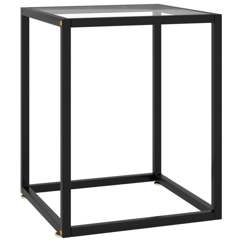 vidaXL Coffee Table Black with Tempered Glass 15.7"x15.7"x19.7" - 15.7" x 15.7" x 19.7"