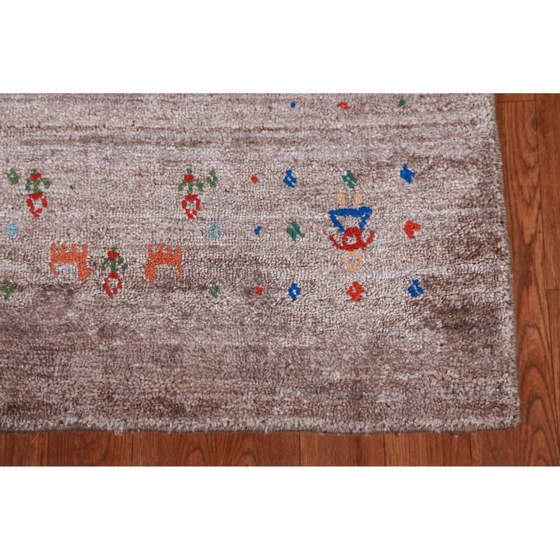Hand Knotted Oriental 100% Wool Carpet Tribal Tribal Brown Gabbeh Runner Rug - 11' 8'' X 2' 7''