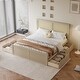 preview thumbnail 1 of 46, Rattan Platform Bed Frame with 4 Storage Drawers and Wooden Rattan Headboard for Kids, No Box Spring Needed Antique Natural - Full