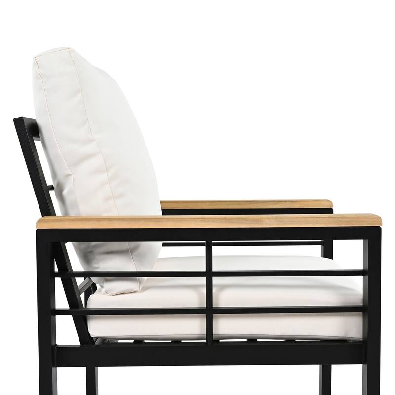 5-Piece Iron & Wood Patio Conversation Set with 3-Seat Sofa
