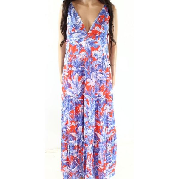 J. Crew Blue Red Floral Tropical Print 