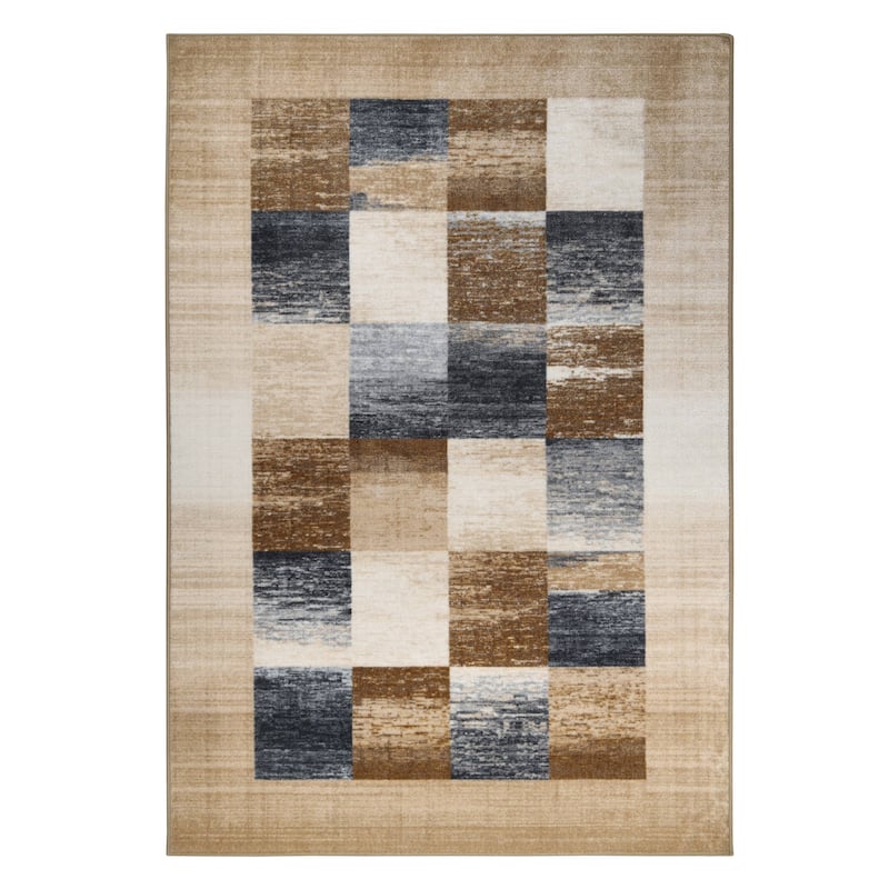 Superior Lockwood Color Block Non-Slip Washable Indoor Runner or Area Rug