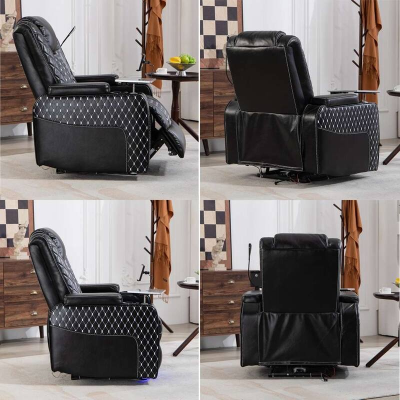 Upgraded Multifunctional PU Leather Infinite Position Smart Power Zero Gravity Recliner Chair with LED