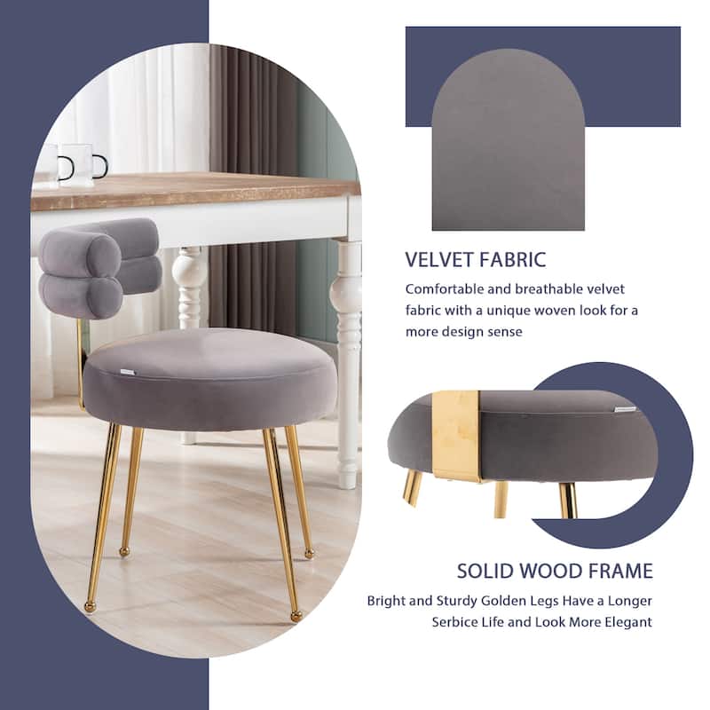 Velvet light luxury dining chairs, metal leisure chairs with backrest,sets of 2