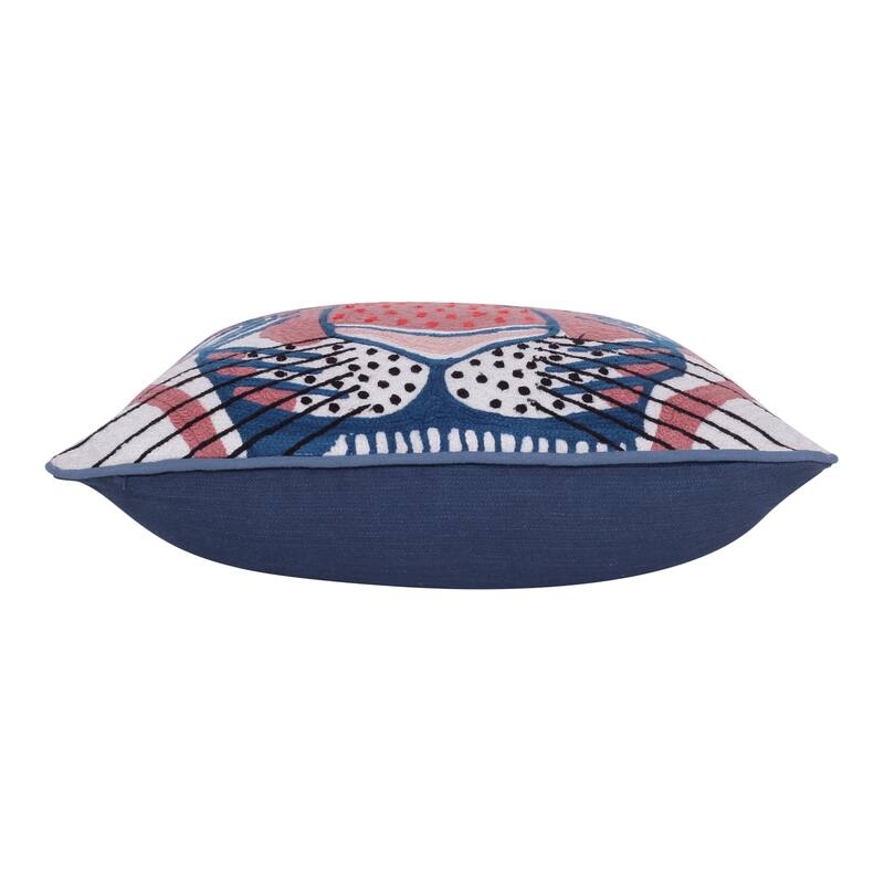 Sevita Coral Red/Ensign Blue Transitional Animal-Print Cotton Throw Pillow, 20" x 20"