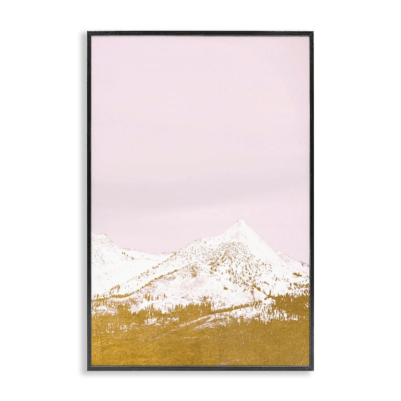 Stupell Snowy Mountain on Pink Framed Giclee Art Design By Gemma Bardot - 16 x 24 - Black