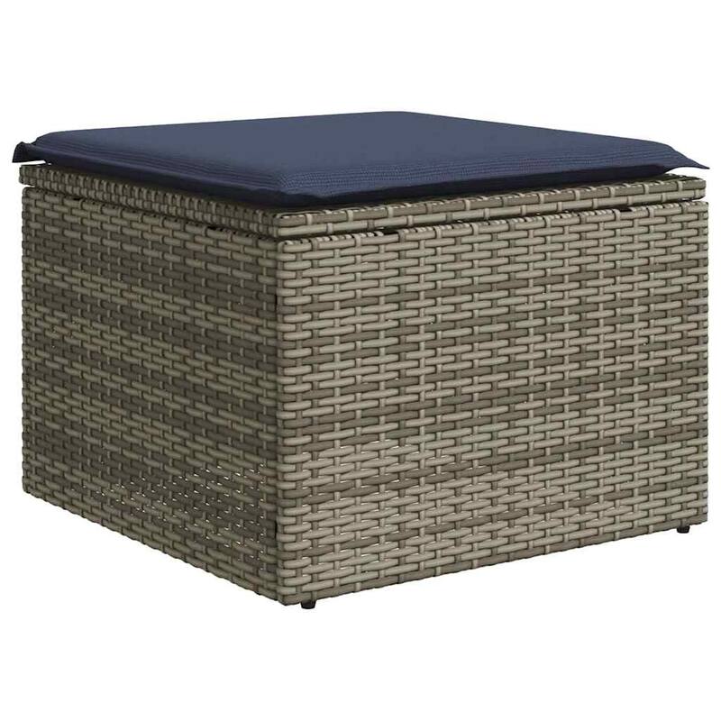 vidaXL 7 Piece Patio Sofa Set with Cushions Gray Poly Rattan - 95.7x33.5x52.4