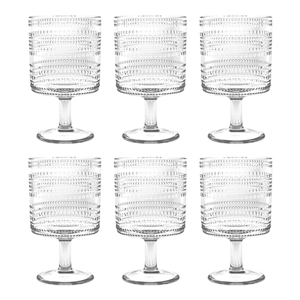 Abode Homewares by TarHong Beaded Stacking Goblet, Clear, 14.8 oz, Set of 6