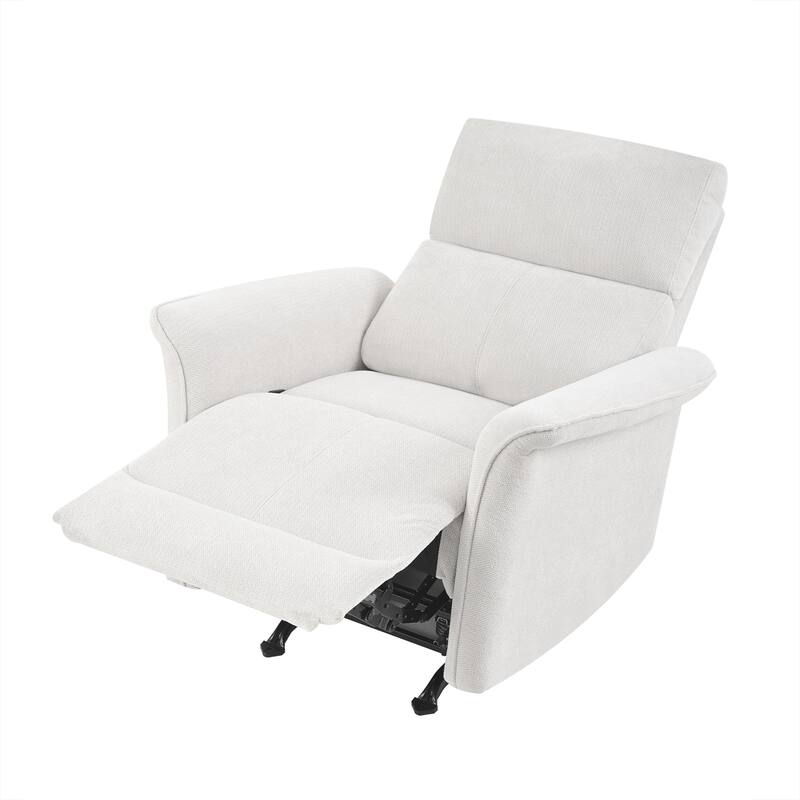 Manual Rocker Recliner Chair, Fabric Upholstered Rocking Chair, Lounge Recliner with Pull Ring for Bedroom, Living Room