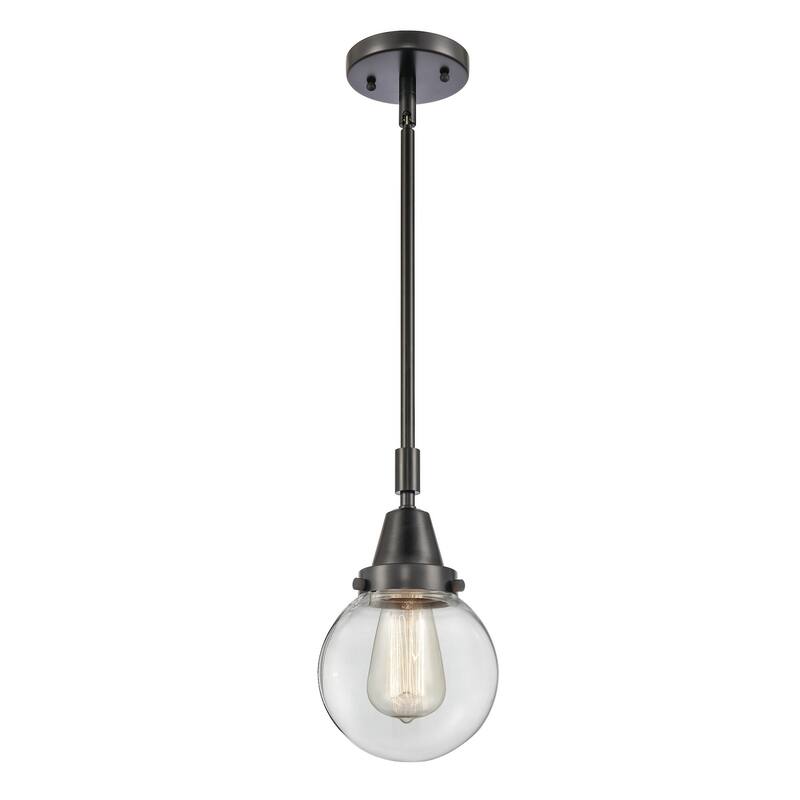 Innovations Lighting 447-1S-11-6 Beacon Pendant Beacon 6" Wide Mini - Matte Black / Clear