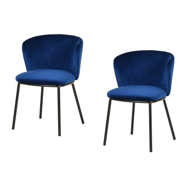 Modrest Bessie Modern Blue Velvet Dining Chair (Set of 2) Bed Bath & Beyond 32960843