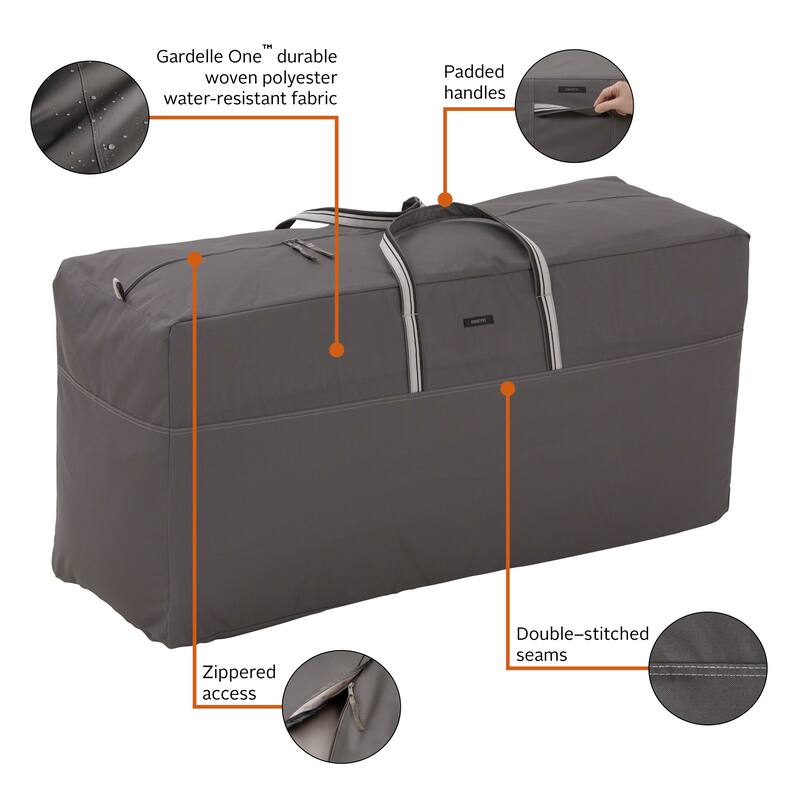 Classic Accessories Ravenna Water-Resistant 45.5 Inch Patio Cushion and Cover Storage Bag,