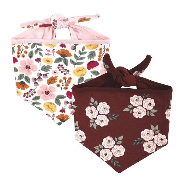 slide 1 of 1, Luvable Friends Dog Reversible Pet Dog and Cat Bandana Bibs 2pk, Botanical Burgundy Floral, One Size One Size - Botanical Burgundy Floral