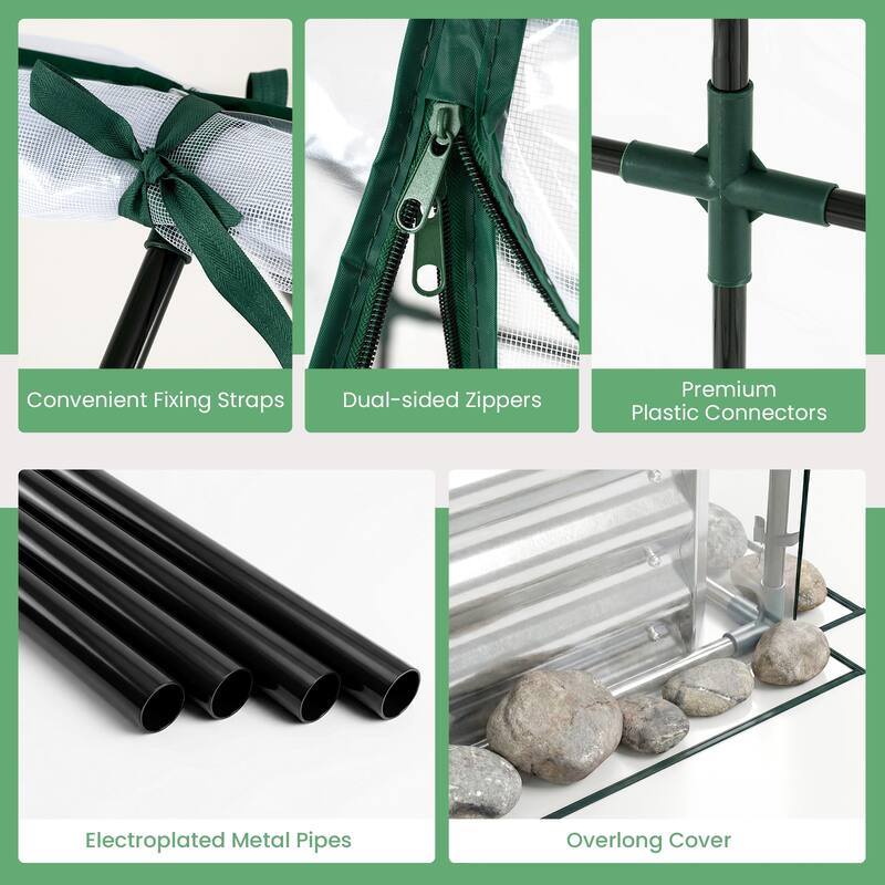 Gymax Raised Garden Bed w/ Cover 68'' x 33'' x 21'' Planter Box w/