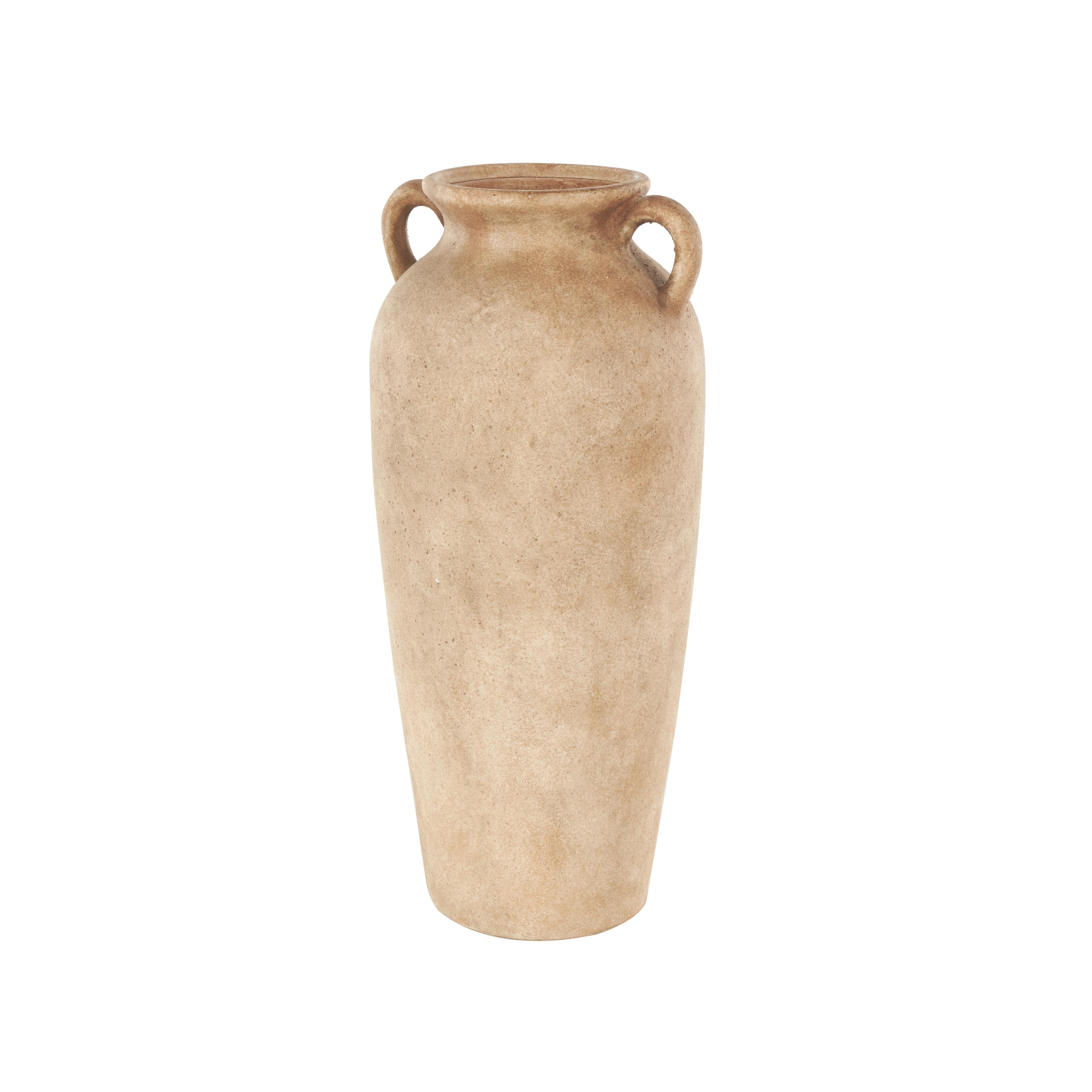 Ceramic Antique Style Textured Vase with Handles - Copper or White - Roche River Decor