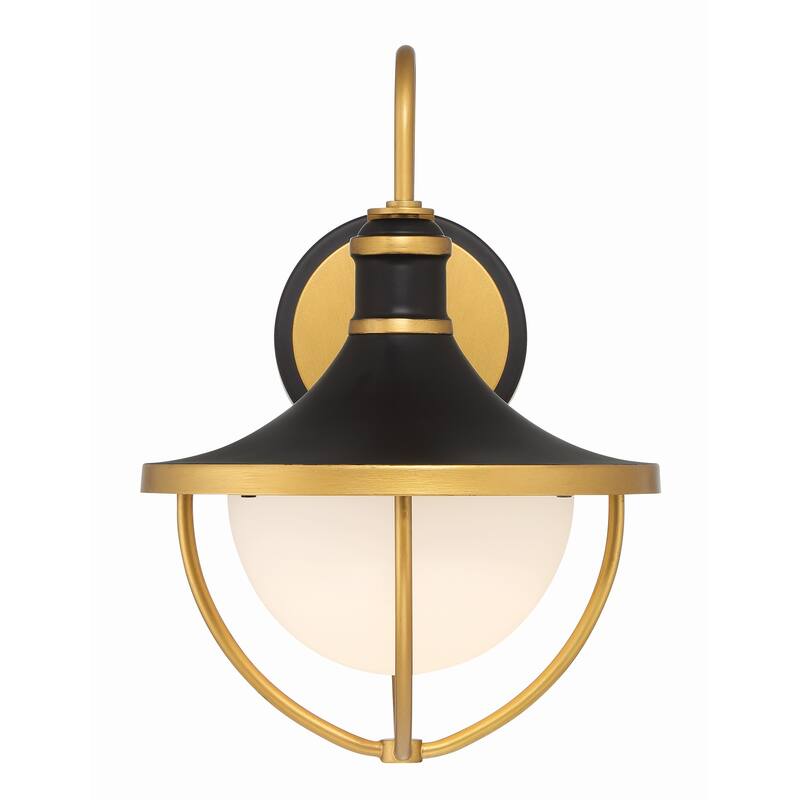 Atlas 1 Light Matte Black and Textured Gold Outdoor Sconce - 9.75"W x 13.5"H x 11"D