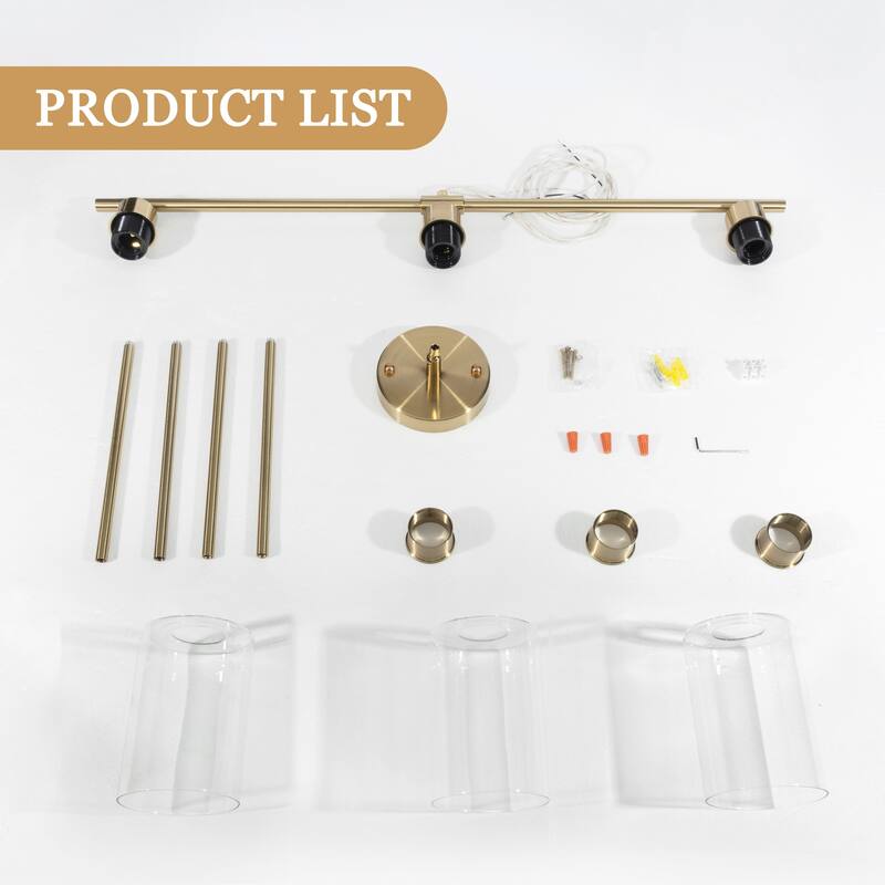 Modern Linear Ceiling Hanging Light 3-Lights Industrial Pendant Light with Adjustable Height for Living Room, Foyer - N/A