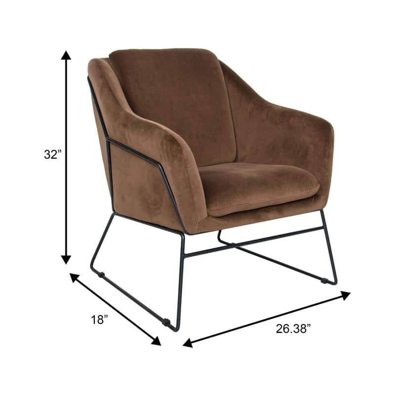 Harmony Mid-Century Velvet Upholstered Accent Arm Chair with Metal Frame & Plush Cushion for Home Office, Living Room, & Bedroom