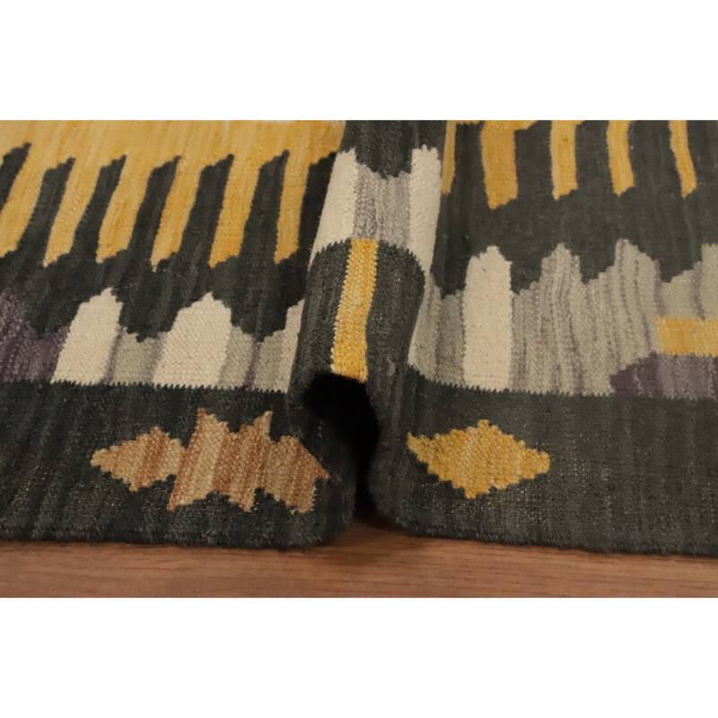 Hand Woven Oriental 100% Wool Carpet Southwestern Tribal Multi-Colored Kilim Runner Rug - 12' 0'' X 2' 8''
