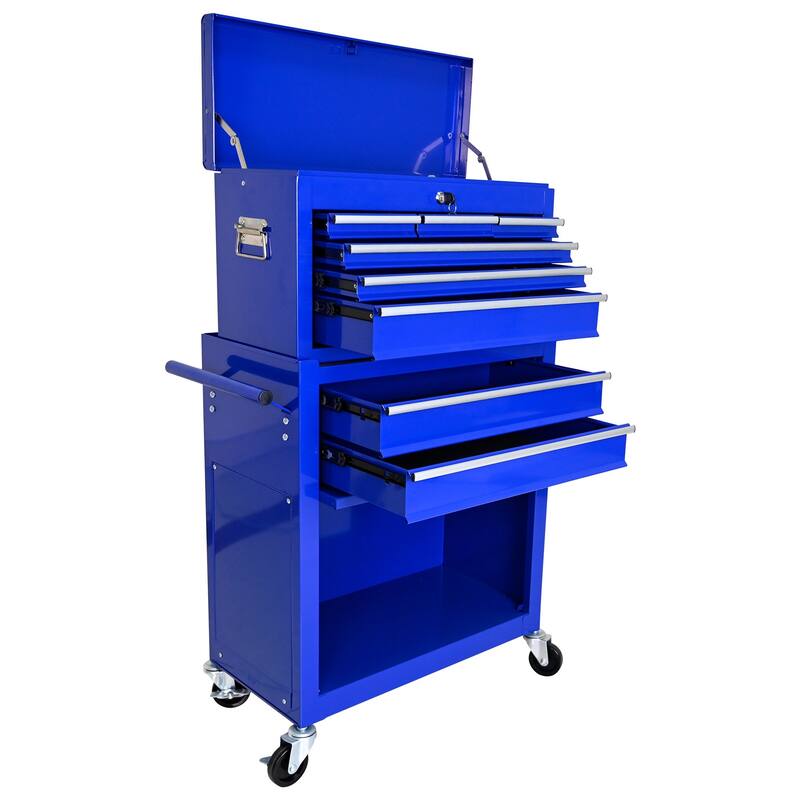 High Capacity Rolling Tool Chest with Wheels and Drawers, - Blue