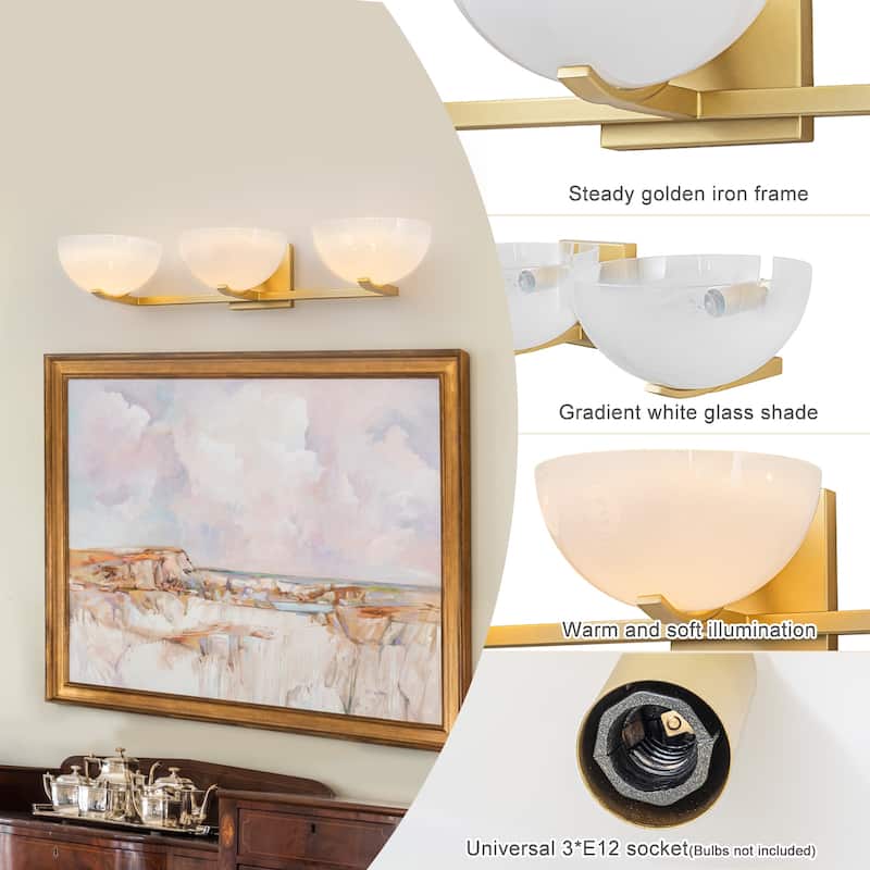 Modern Bowl-Shape Vanity Lights with Gradient White Glass Shades