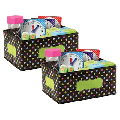 Teacher Created Resources Chalkboard Brights Small Storage Bin, 8" x 11" x 5", Pack of 2