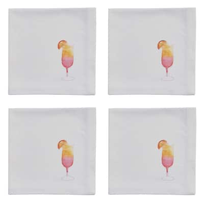 Split P White Tropical Sunrise Drink Napkin Set of 4 - 20" x 20"