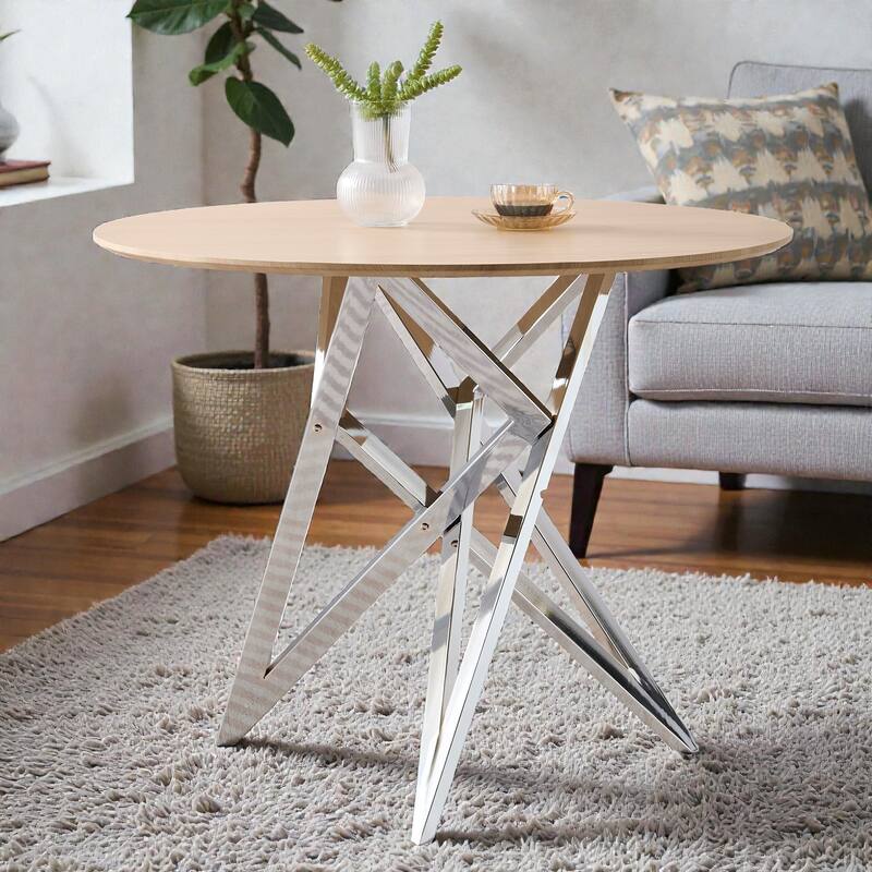 37 Inch Round Dining Table with Metal Legs, Small Kitchen Table for 2 to 4 People, Modern Space Saving Design