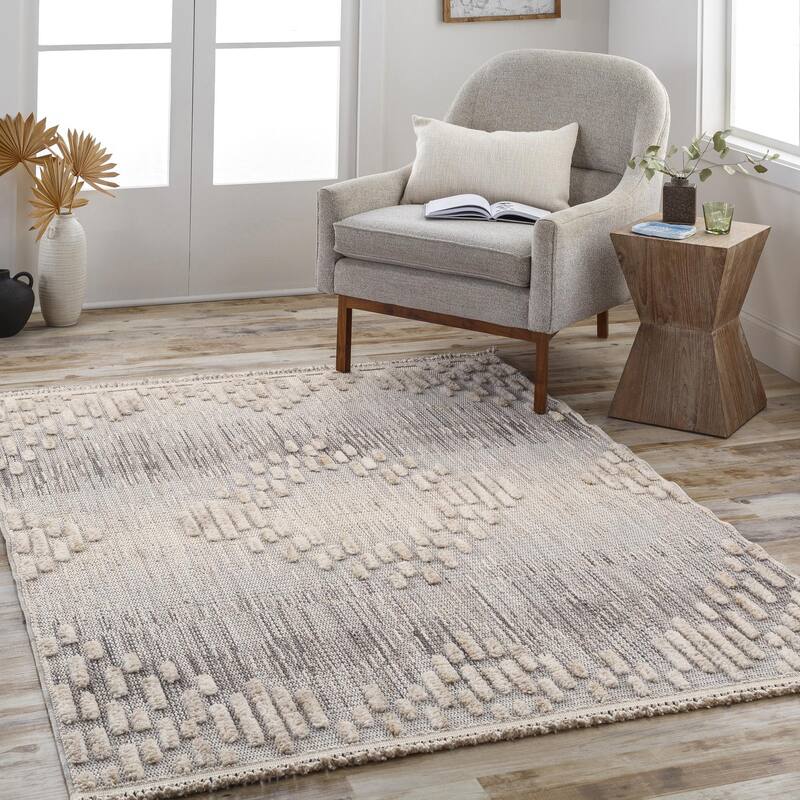 Livabliss Casual Zaragoza Ombre Area Rug - 6'7" x 9' - Beige/Light Grey