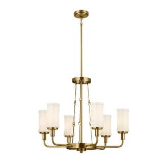 Kichler Lighting Vetivene 39 inch 6-Light Chandelier Natural Brass with Opal Glass