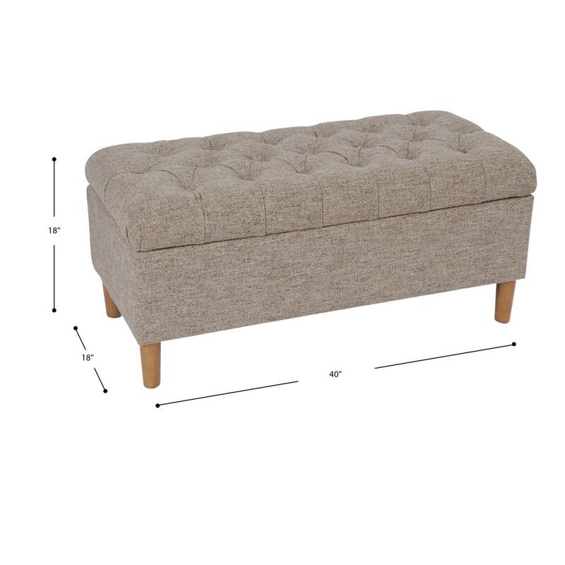 HomePop Button Tufted Top Storage Bench with Wood Legs