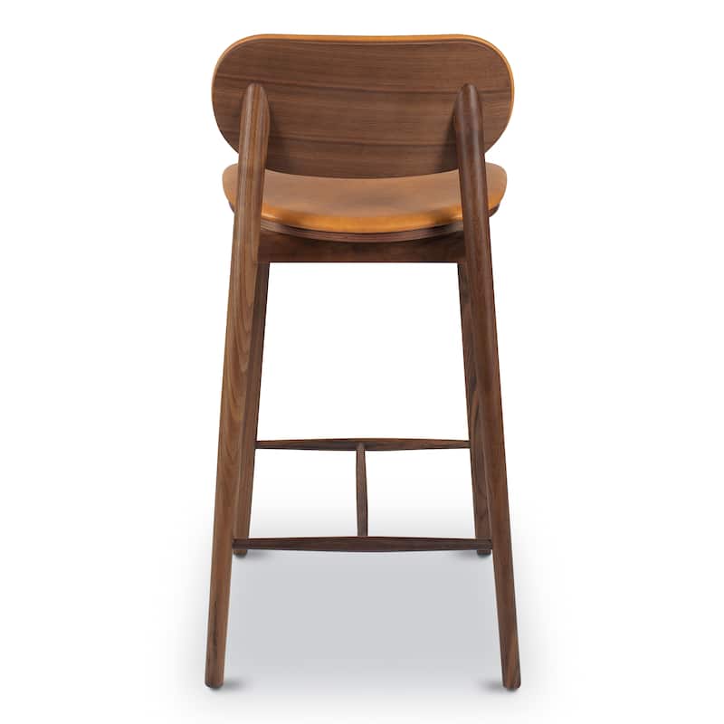 Poly and Bark Bonato Leather Counter Stool - Solid Wood Frame