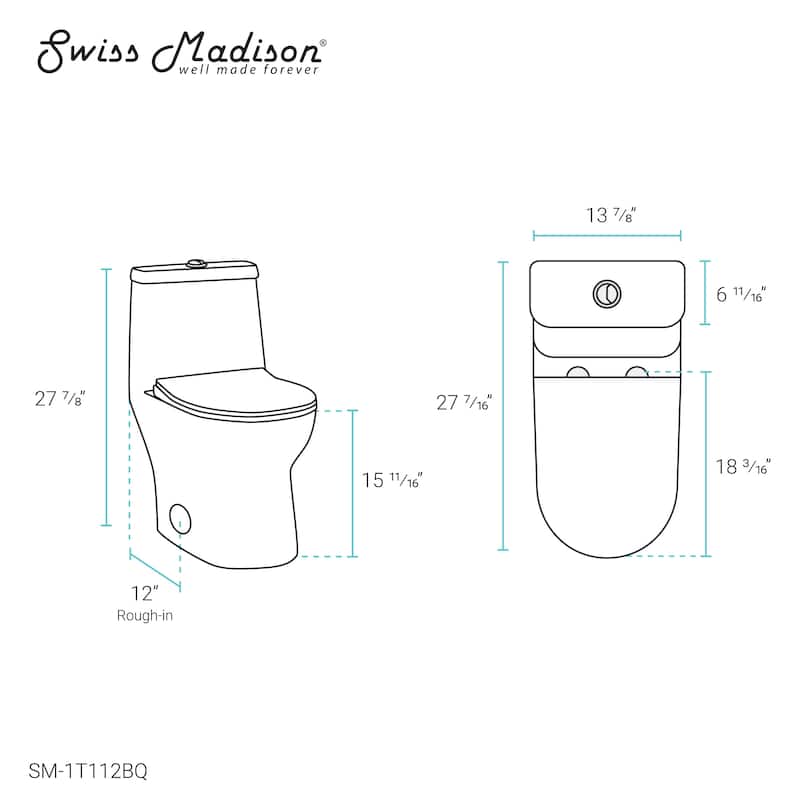 Swiss Madison SM-1T112 Ivy One Piece Dual Vortex 1.1/1.6 GPF Toilet