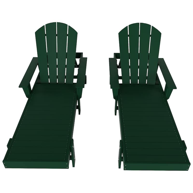 Polytrends Altura Poly Eco-Friendly All Weather Reclining Chaise Lounge with Arms (Set of 2)